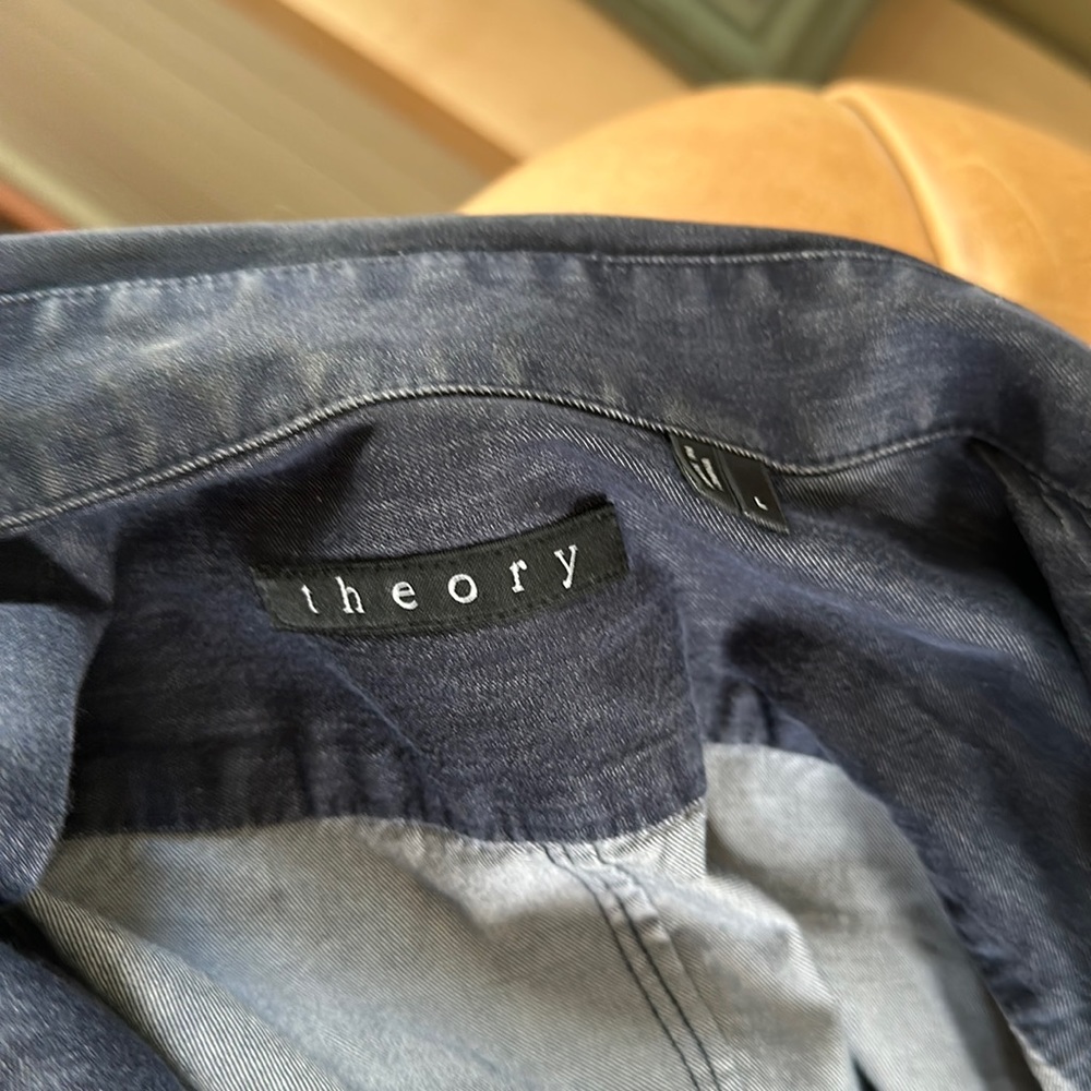 Theory Large Button Down Dark Blue